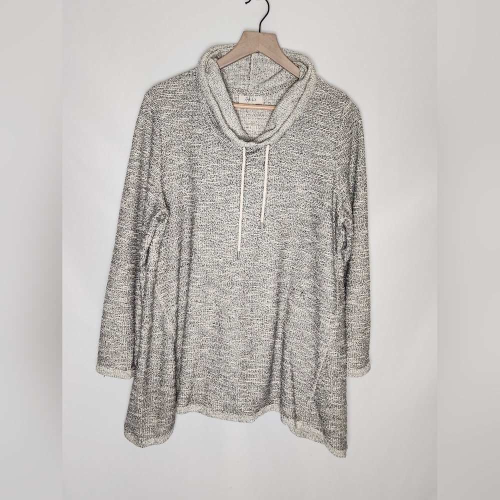Style & Co. women's cowl-neck pullover tunic sweater gray textured XL cotton